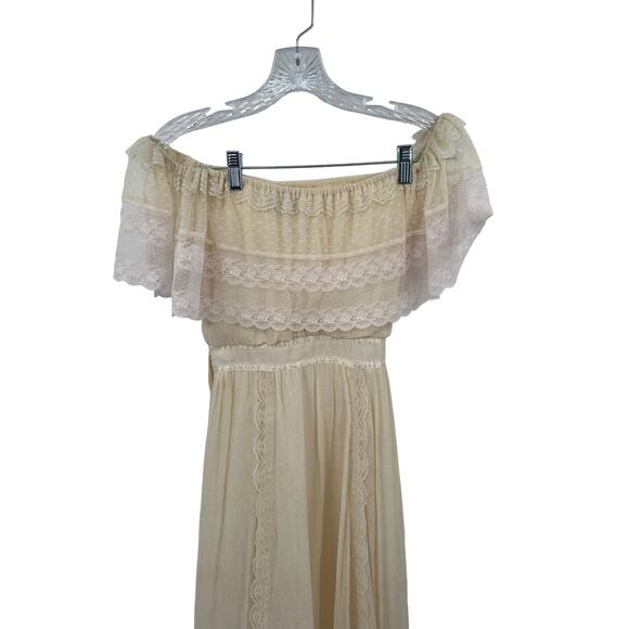 GUNNE SAX by Jessica Vintage women's cream lace boho maxi dress size 5 - Picture 3 of 10